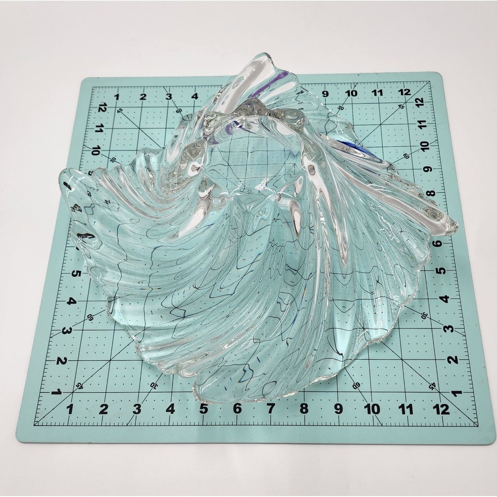 Mikasa Belle Epoque Clear Crystal/Blue Glass Wave Swirl Bowl Centerpiece Dish - Picture 14 of 16